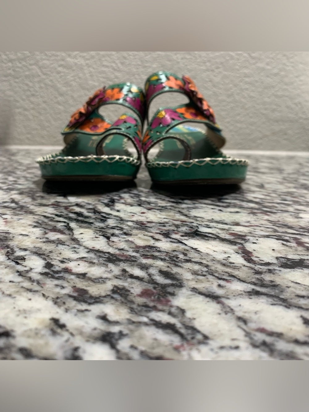 Spring Step L'Artiste Slide Sandal Womens 41  Vardi Mint Leather Platform Flower - Picture 8 of 11